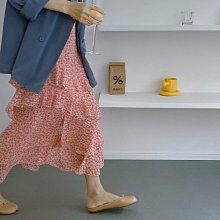 高腰碎花半身裙韓版復古百搭修身顯瘦中長款印花荷葉邊長裙魚尾裙-名流 歷史價格詳細信息
