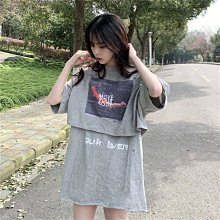 下殺 2019新款套頭連帽寬鬆衛衣女個性假兩件上衣休閒外套潮ins秋季YJ653 歷史價格詳細信息
