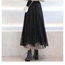 下殺-裙子網紗半身裙百褶仙女裙裙網紗裙半身中長款裙子百搭A字大擺裙 歷史價格詳細信息