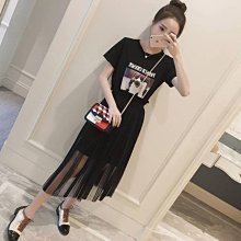 單套裝T恤 網紗半身紗裙套裝兩件套仙女裙2022新款中長款半身裙 歷史價格詳細信息