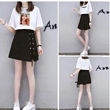 下殺-短裙兩件套春夏套裝女新款抽繩設計寬松泡泡袖短款衛衣格子半身裙 歷史價格詳細信息