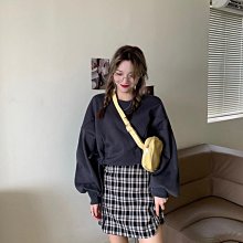 下殺-短裙兩件套春夏套裝女新款抽繩設計寬松泡泡袖短款衛衣格子半身裙 價格比較,價格查詢,歷史價格詳細信息