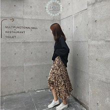 豹紋裙春秋冬女壓褶斤新款中長款氣質高腰a字半身寬松顯瘦裙子 歷史價格詳細信息