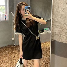 下殺 減齡海軍領雪紡連衣裙2022年法式小眾設計大碼胖妹妹mm顯瘦度假風 歷史價格詳細信息