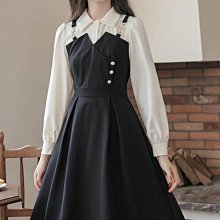 法式顯瘦連衣裙秋季女高級感秋冬PL學院風假兩件氣質茶歇裙流行女裝連身裙休閒服女裙子BE78-簡單女裝 歷史價格詳細信息