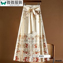 新中式國風改良馬面裙半身裙女春夏新款棉質漢服百褶裙一片式長裙~微微服飾 歷史價格詳細信息