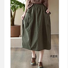 【子芸芳】23夏季純苧麻黑色A擺雙層半身長裙清涼飄逸繫帶半身長裙A字裙 歷史價格詳細信息