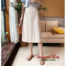 VENESSA~ IC 新款 OL通勤 優雅圍裹式 貝殼扣裝飾 雙層前片不走光 高腰A字裙 兩色 (U1011) 價格比較,價格查詢,歷史價格詳細信息