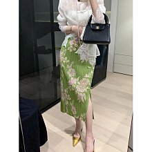 三宅印花裙子女2024夏季新款洋氣小眾減齡印花流蘇褶皺百搭半身裙 A字裙 過膝長裙A88188 歷史價格詳細信息