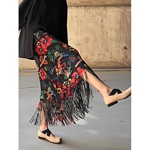 2024春夏款流蘇破洞牛仔裙女 毛邊時尚不規則裙 韓版立體花中長裙 歷史價格詳細信息