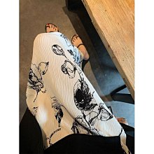 三宅褶皺系夏季新款旅游拍照度假裙修身百搭上鏡印花百褶半身裙女 A字裙 過膝長裙A88166 歷史價格詳細信息