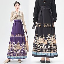 新中式國風女裝 明制改良漢服成人黑色馬面裙套裝半身裙2023新款夏 大尺碼 歷史價格詳細信息