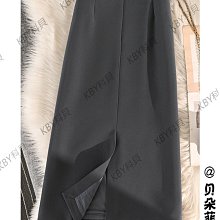 灰色西裝半身裙女2024夏季新款美式高腰開叉直筒包臀半裙中長裙子-kby科貝 歷史價格詳細信息