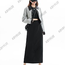 黑色一步裙半身裙女中長款夏季薄款2024新款高腰半裙后開叉直筒裙-KBY科貝 歷史價格詳細信息