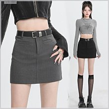 灰色西裝半身裙女2024夏季新款美式高腰開叉直筒包臀半裙中長裙子-kby科貝 歷史價格詳細信息