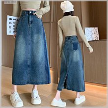 復古a字牛仔半身裙秋季女高腰梨形身材大碼遮肚子開叉顯瘦包臀裙 歷史價格詳細信息