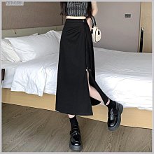黑色西裝半身裙女夏2024新款高腰顯瘦直筒開叉a字休閑中長半身裙-kby科貝 歷史價格詳細信息