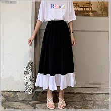 2022年新款長款百褶拼接修身時尚半身裙高腰氣質通勤A字大擺裙 歷史價格詳細信息