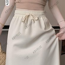 杏色半身裙女設計感小眾春季新款直筒半開叉環保棉彈力a字裙 歷史價格詳細信息