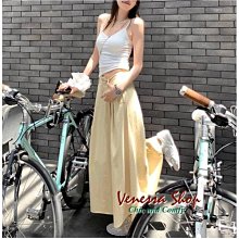 VENESSA~ 日單 MU 新款 小眾高級感 舒適顯瘦 女の鬆緊高腰純色中長A字半身裙 傘裙 (P1661) 歷史價格詳細信息