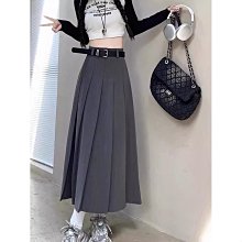 灰色西裝中長裙女夏季新款小眾小個子高腰顯瘦氣質休閒百褶裙 歷史價格詳細信息