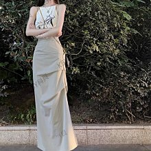 灰色西裝半身裙女2024夏季新款美式高腰開叉直筒包臀半裙中長裙子-kby科貝 歷史價格詳細信息