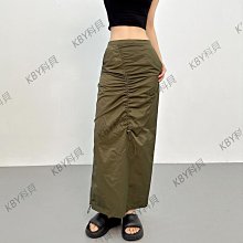 高腰顯瘦抽繩開衩半身裙女裙子氣質季新款-伽美服飾 歷史價格詳細信息