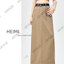 卡其色高腰開叉牛仔裙子顯瘦半身裙女2024新款中長款直筒包臀裙子-kby科貝 歷史價格詳細信息