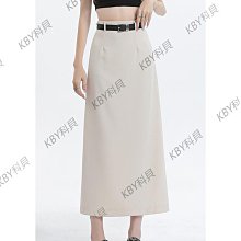 灰色西裝半身裙女2024夏季新款美式高腰開叉直筒包臀半裙中長裙子-kby科貝 歷史價格詳細信息