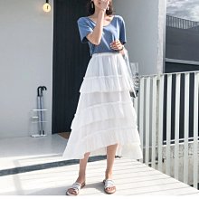 白色雪紡半身裙女夏季新款超仙森系中長款小個子a字紗百褶裙子~微微服飾 歷史價格詳細信息