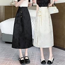 新中式國風民族風緞面提花半身裙女2024春夏款高腰顯瘦中長款a字大擺裙A68167 歷史價格詳細信息