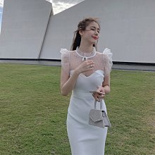 [ ohya梨花 ] =韓國帶回=最新春夏新款名媛設計款杏色/黑色荷葉邊皺摺顯瘦造型連身裙小洋裝 歷史價格詳細信息