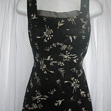 黑配色花紋 襟花釦飾  抽繩  洋裝 時尚 歷史價格詳細信息