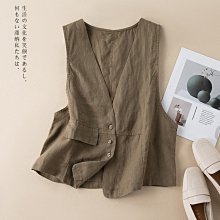 夏季休閑亞麻馬甲坎肩棉麻背心汗衫男復古盤扣中式馬褂無袖老頭衫 歷史價格詳細信息