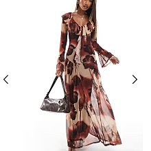 (嫻嫻屋) 英國ASOS-ASOS粉紅色方領寬肩帶抓褶合身腰泡泡中長裙洋裝 AI24 歷史價格詳細信息