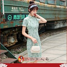 短袖旗袍 旗袍洋裝 改良旗袍 淡綠色旗袍2024新款女夏季新中式改良年輕款媽媽國風竹葉高考送考661 LS004 歷史價格詳細信息