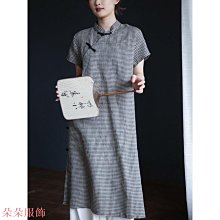旗袍洋裝 改良式旗袍洋裝 格子旗袍年輕款少女2023年秋季新款藝文學生復古中國風改良洋裝短旗袍-惠誠小屋 歷史價格詳細信息