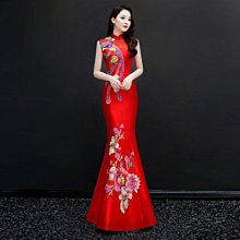 妞妞 婚紗禮服~S-5XL-表演旗袍主持人走秀新娘结婚纱長禮服~3件免郵 歷史價格詳細信息