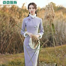 洋裝 洋裝女 旗袍女 國風婉約氣質可愛女孩印花緊身洋裝秋冬新款改良年輕款旗袍  1vin-时尚女裝 歷史價格詳細信息
