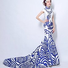妞妞 婚紗禮服~S-5XL-表演旗袍主持人走秀新娘结婚纱長禮服~3件免郵 歷史價格詳細信息