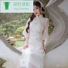 優雅改良式旗袍小立領 細膩法式蕾絲拼花高腰窈窕魚尾裙襬連身洋裝超值-时尚女裝 歷史價格詳細信息