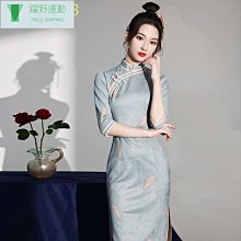 旗袍  國潮新款年輕款復古黑色長袖日常風改良洋裝秋款~躍野好物~ 歷史價格詳細信息