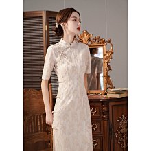 新款改良版旗袍 經典復古中國風 提花絲緞掛脖削肩開衩修身長款 傳統旗袍 年輕款連衣裙 ／2276／橙紅色／上海佳人平價旗袍唐裝 歷史價格詳細信息