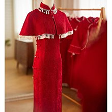 敬酒服新娘2023新款結婚絲絨春春季小個子在逃公主酒紅色訂婚禮服 歷史價格詳細信息