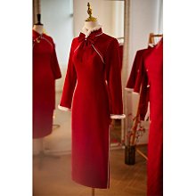 敬酒服新娘2023新款結婚絲絨春春季小個子在逃公主酒紅色訂婚禮服 歷史價格詳細信息