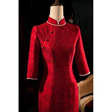 敬酒服新娘2023新款結婚絲絨春春季小個子在逃公主酒紅色訂婚禮服 歷史價格詳細信息