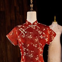 紅色改良旗袍新款2023敬酒服新娘訂婚禮服裙女夏蕾絲新中式高級感 歷史價格詳細信息