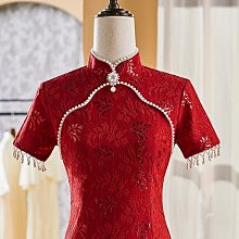 敬酒服新娘2023新款結婚絲絨春春季小個子在逃公主酒紅色訂婚禮服 歷史價格詳細信息