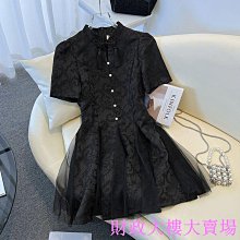 夏季網紗拼接裙子胖mm顯瘦遮肚大碼女裝法式氣質連衣裙赫本小黑裙 歷史價格詳細信息