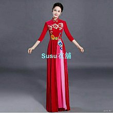 新款帶花合唱服女長裙 合唱演出服 大合唱舞台服裝 雪紡長款禮服-kby科貝 歷史價格詳細信息